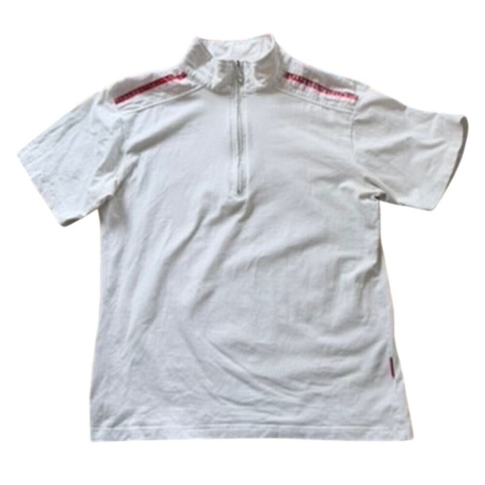 Y2K Prada 1/4 Zip Polo Collared Shirt Sz M White Red Blokecore Streetwear Retro